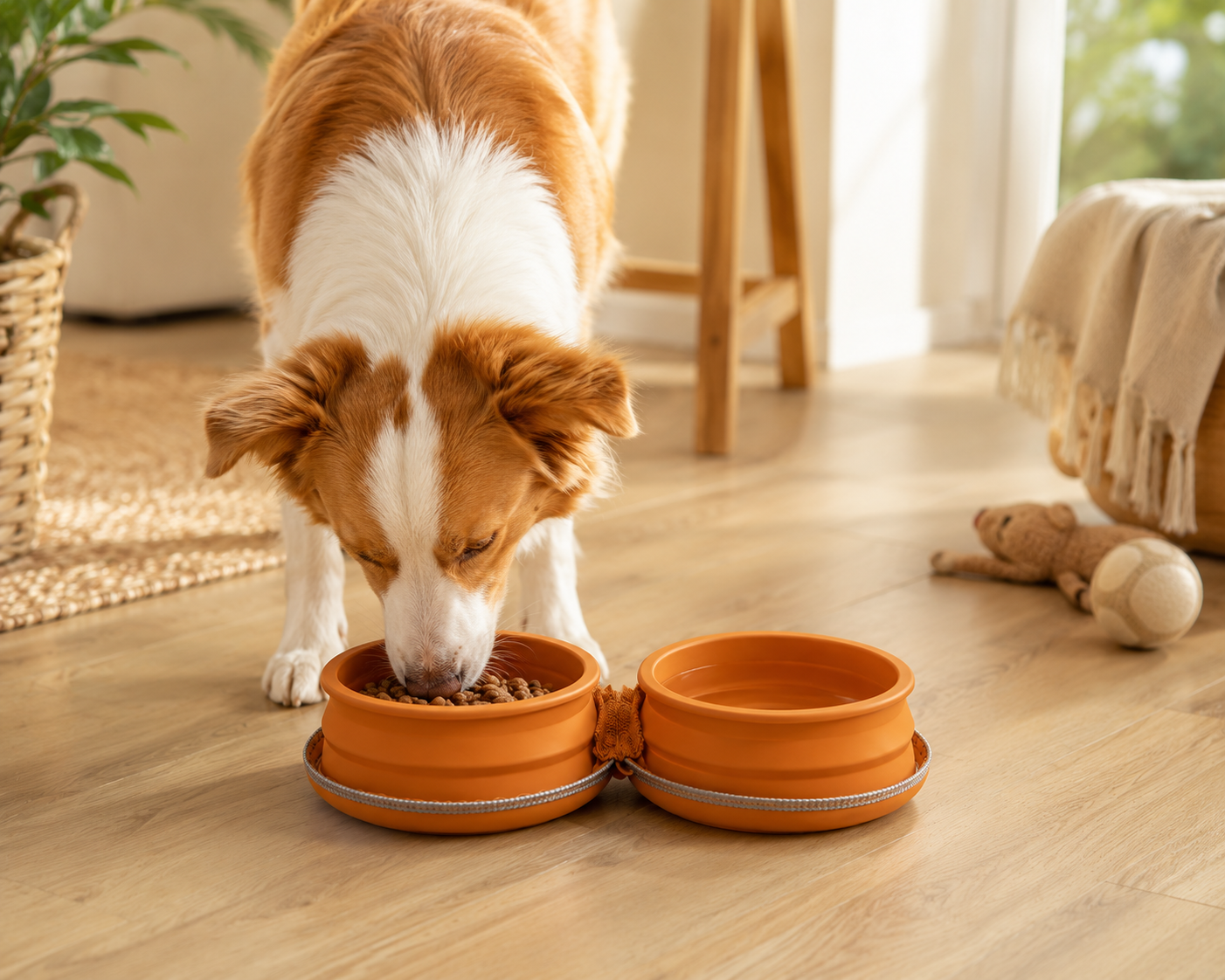 DOUBLE GAMELLE PORTABLE EN SILICONNE POUR CHIEN