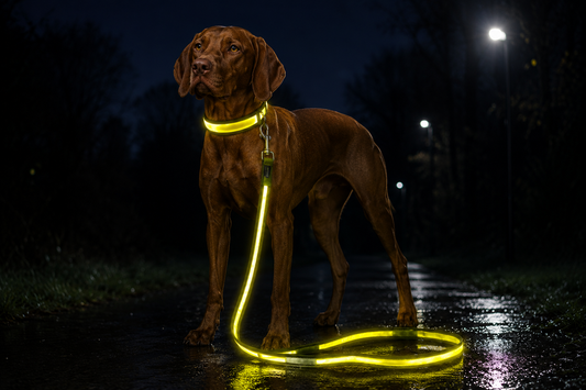 💛 LumiLeash™ – Laisse LED Lumineuse Jaune pour Chien 🐾✨