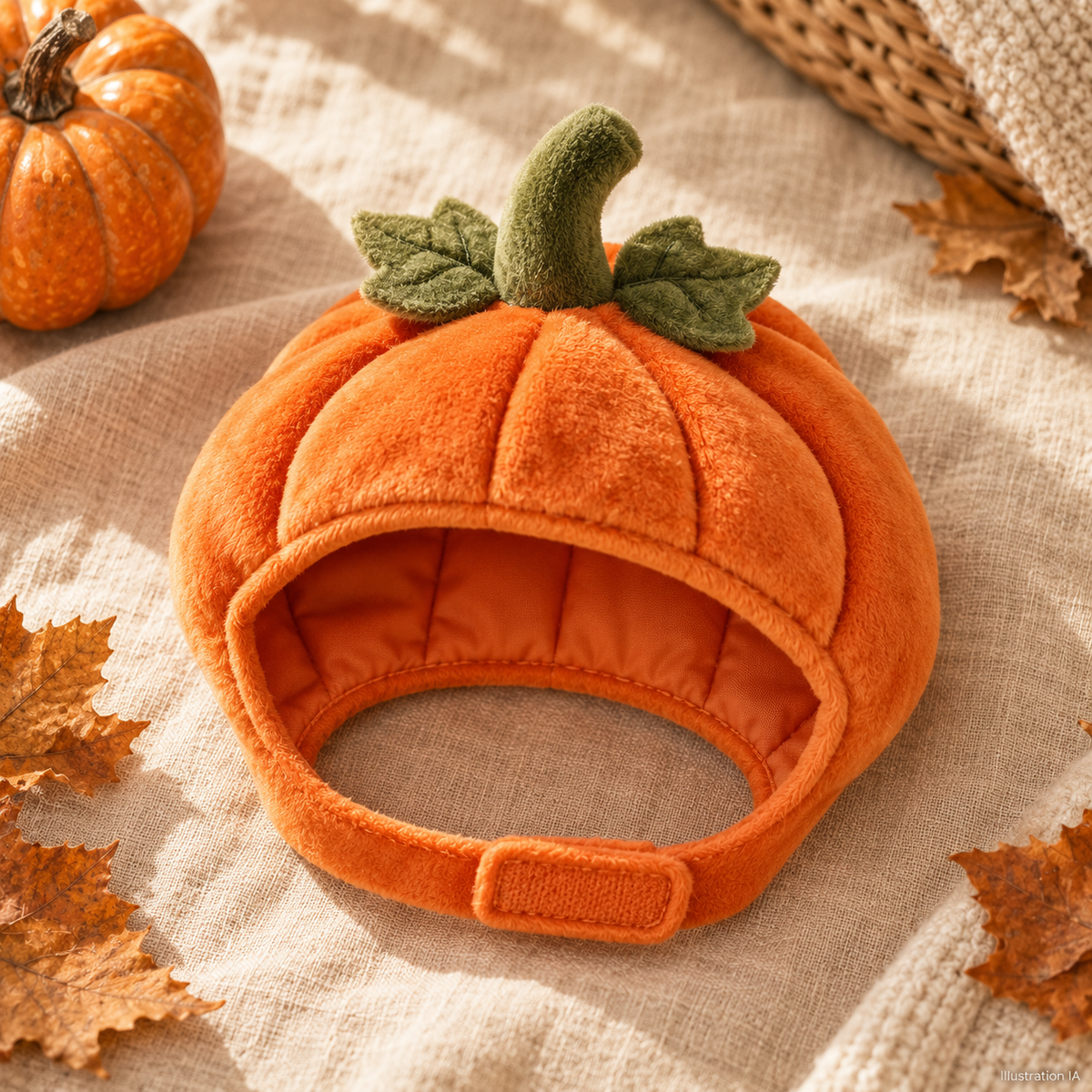Illustration IA — PumpkinHat, vue détail ; modèle fournisseur à confirmer